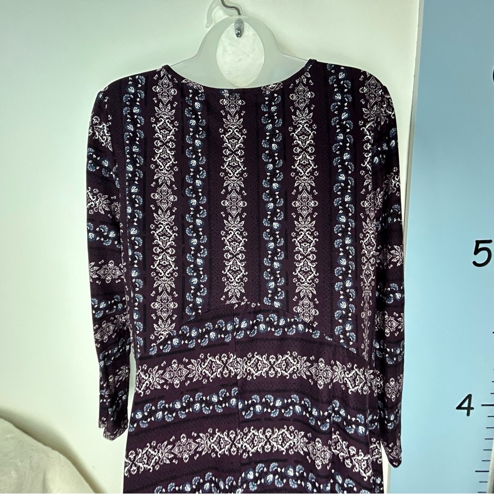 Cal Style Purple Black Blue Floral Tunic Dress Medium - Picture 6 of 11